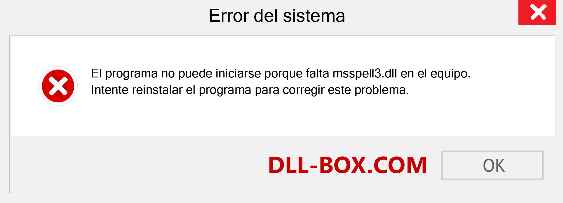 ¿Falta el archivo msspell3.dll ?. Descargar para Windows 7, 8, 10 - Corregir msspell3 dll Missing Error en Windows, fotos, imágenes