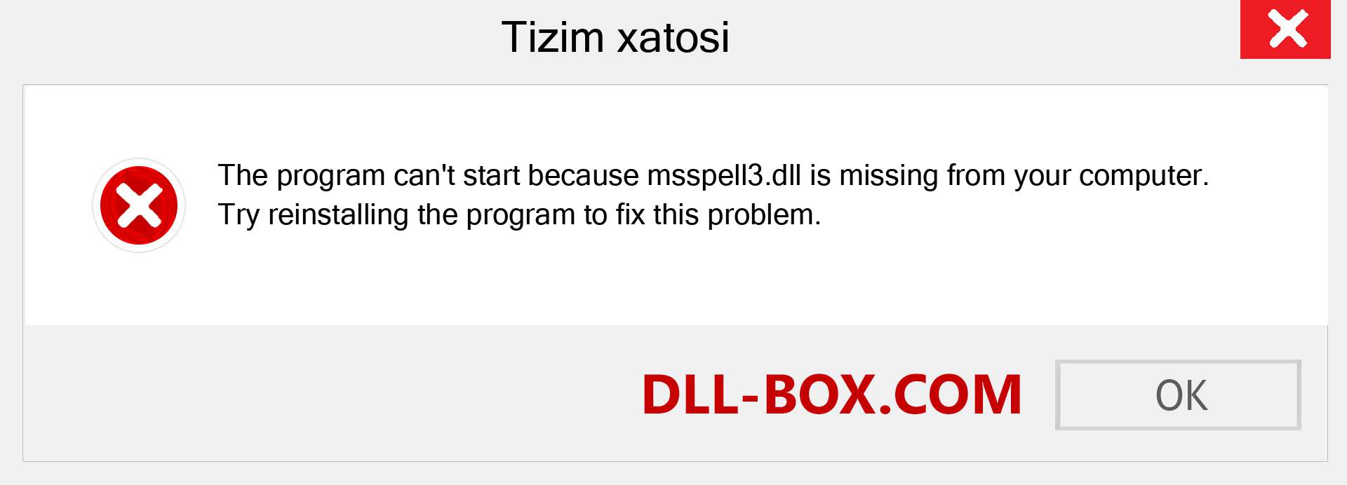 msspell3.dll fayli yo'qolganmi?. Windows 7, 8, 10 uchun yuklab olish - Windowsda msspell3 dll etishmayotgan xatoni tuzating, rasmlar, rasmlar